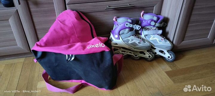 Ролики Oxelo roller fit 3 35-38 с защитой