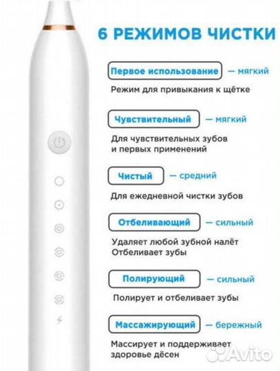 Электрическая зубная щетка 6 режимов работы