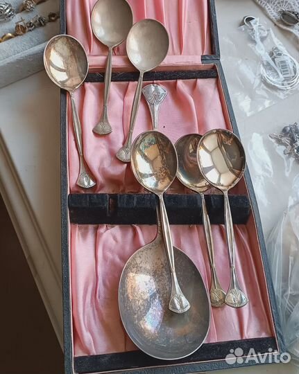 Антикварные ложки набор ар деко серебрение