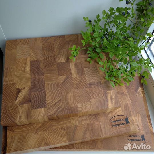Разделочная доска торцевая, дерево Ясень с гравир