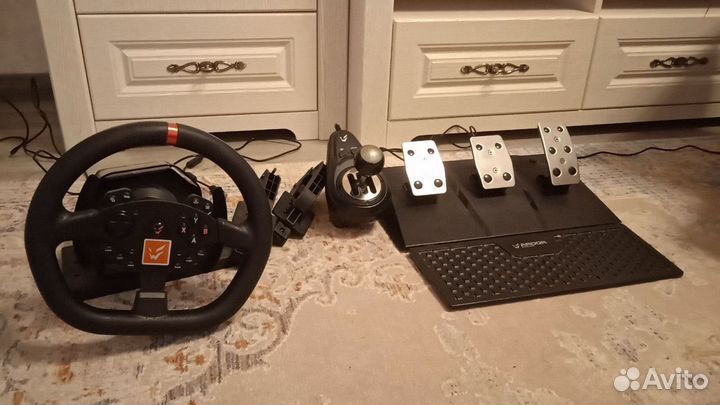 Игровой руль 900 градусов с шифтером и педалями