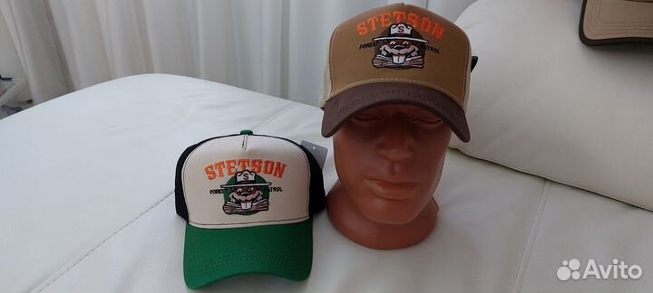 Кепка бейсболка Stetson хлопок зелёный козырёк