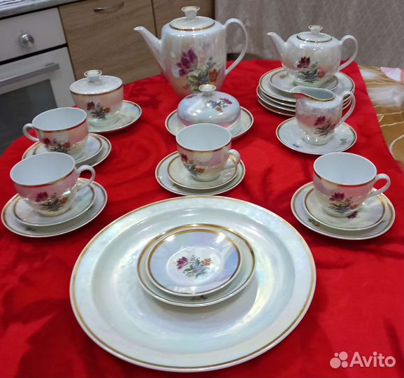 Перламутровый сервиз ГДР времен СССР кофе чай