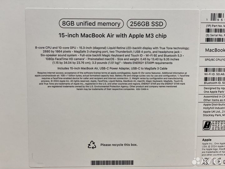 MacBook Air 15 M3 8GB 256GB Space Gray