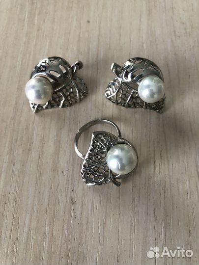 Набор серьги и кольцо