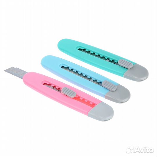 Нож канцелярский малый, 9см, лезвие 9мм, пластик