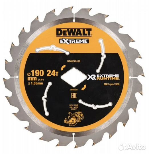 Пильный диск DeWalt XR DT40270, 190x30мм, 24T