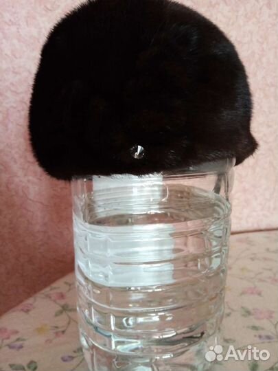 Шапка норковая женская темно-коричневая, 56-58