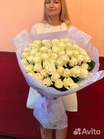 51 роза белая 80 см импорт