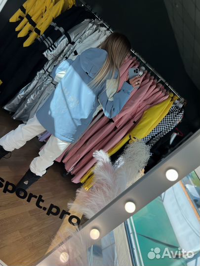 Куртка горнолыжная с подогревом голуб/бел