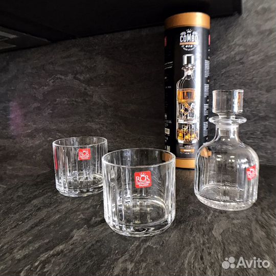 Графин и два стакана для виски. Италия. Хрусталь