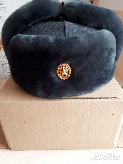 Шапка-ушанка из овчины меховая, размер 60