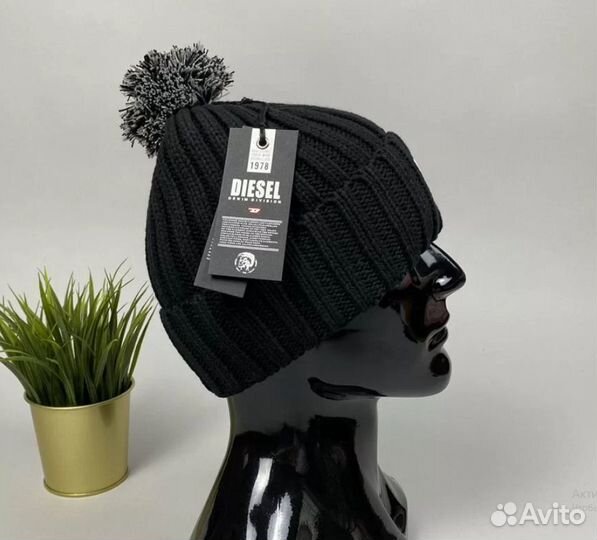 Шапка мужская вязаная Diesel чёрная