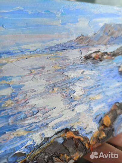 Море пейзаж маслом миниатюра морской берег