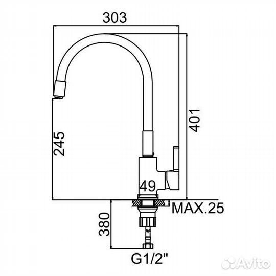 Смеситель LR4898-2 c черный Zerix