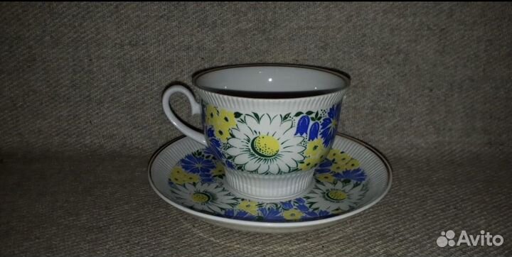 Чайная пара Ромашки фарфор лфз СССР Богданова