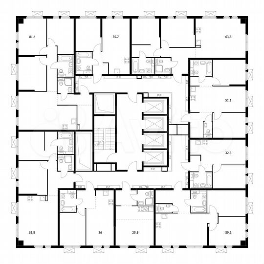 Квартира-студия, 63,8 м², 25/33 эт.