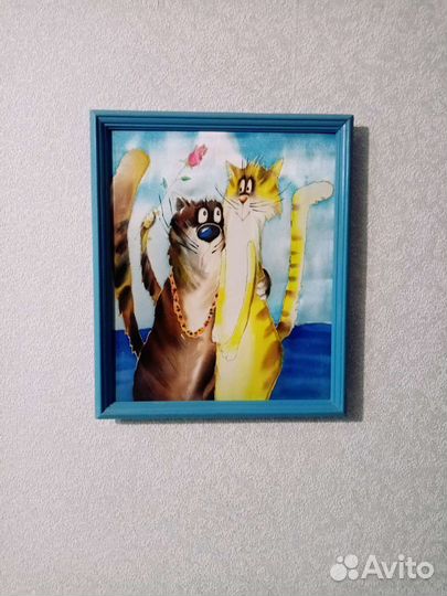 Картина на шёлке коты 