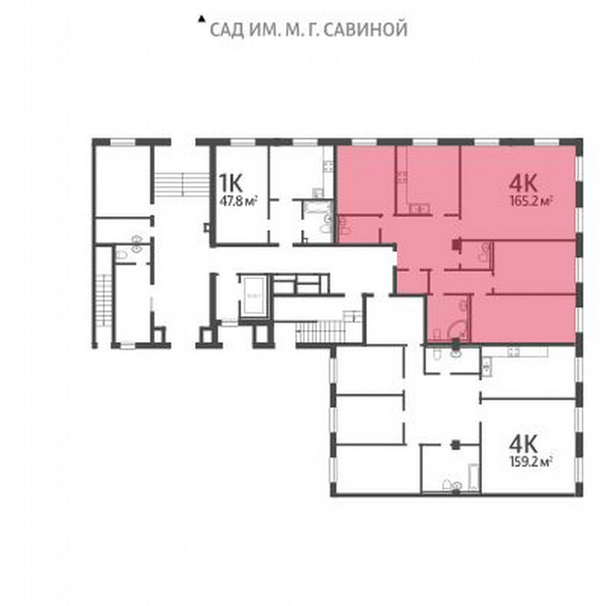 4-к. квартира, 165,7 м², 1/9 эт.