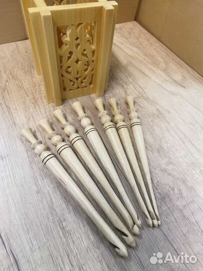 Крючки для вязания набор деревянные