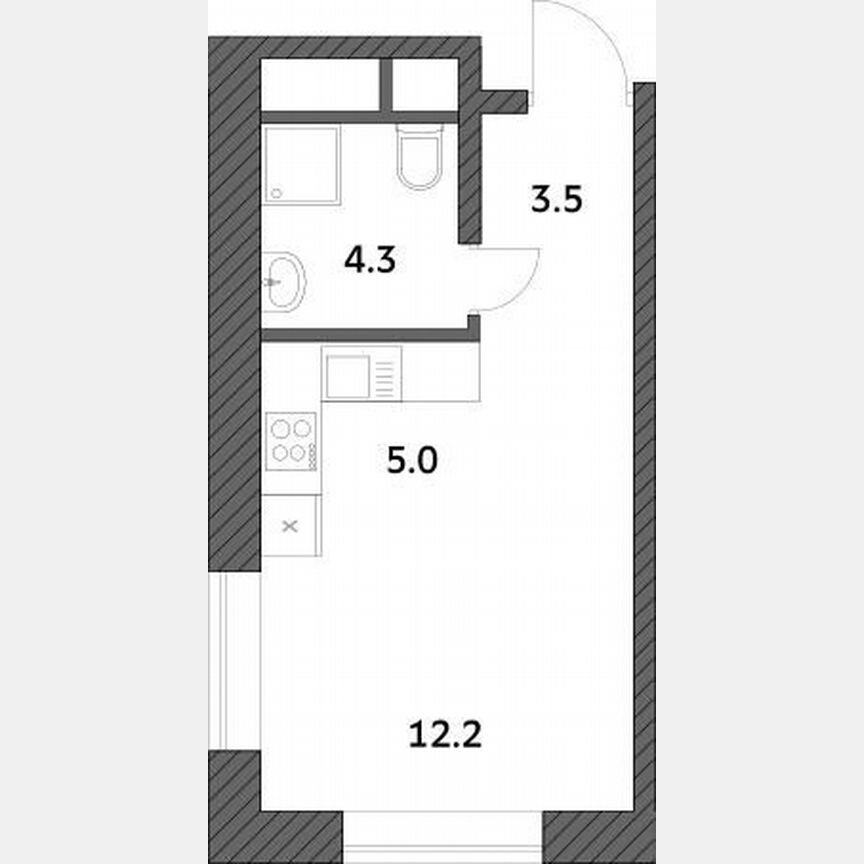 Квартира-студия, 25 м², 10/19 эт.