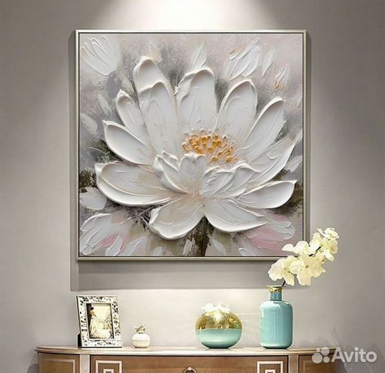 Интерьерная картина текстурный цветок большая