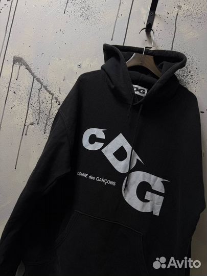 Худи comme DES garcons rare Black logo Оригинал