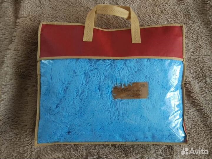 Плед меховой голубой (травка)