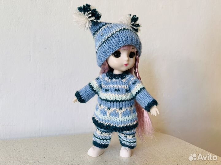 Вязаная одежда для куклы 16см. Костюмы