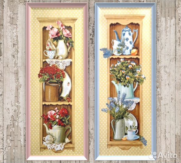 Большие гобелены с натюрмортами, буфетами, цветами