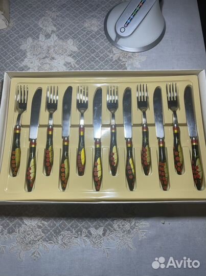 Набор столовых приборов на 6 персон с хохломой