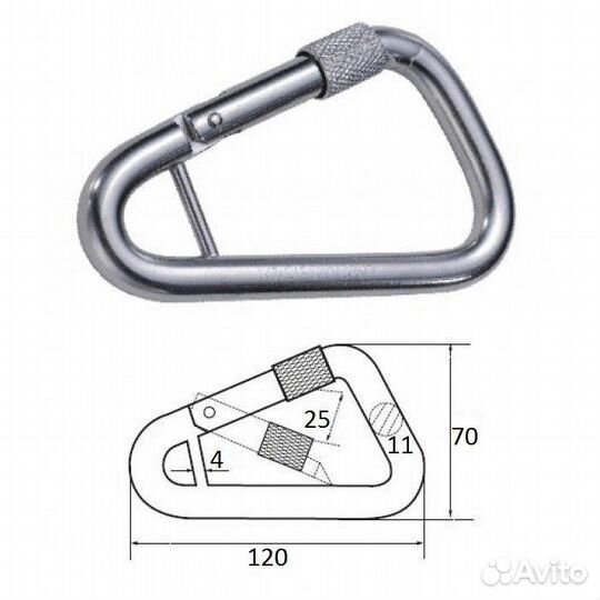 Гак-карабин треугольный с перемычкой 4 мм aisi 316