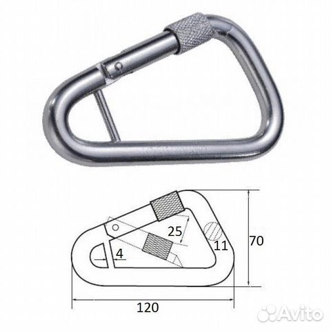 Гак-карабин треугольный с перемычкой 4 мм aisi 316