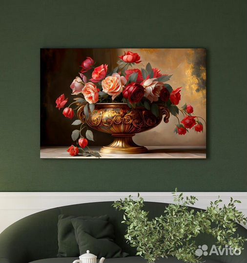 Картина натюрморт с цветами Золотые мгновения