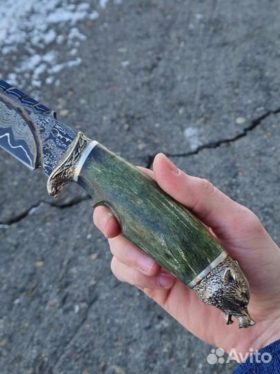 Кизлярский нож из дамасской стали - Волк