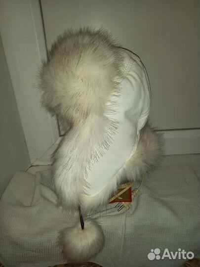 Шапка ушанка женская кожаная с мехом