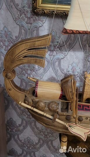 Римский боевой корабль, Дерево, ручная работа,90см