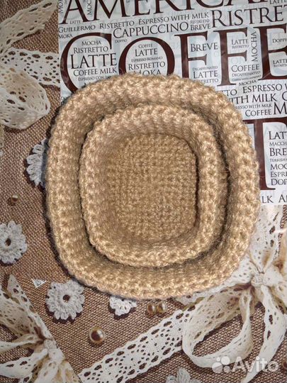 Корзины интерьерные, квадратные. Джут