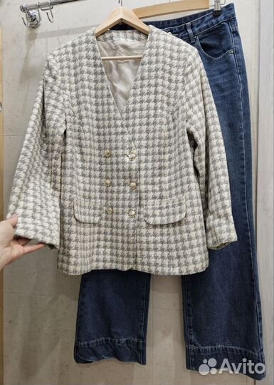 Твидовый L жакет под винтаж как новый