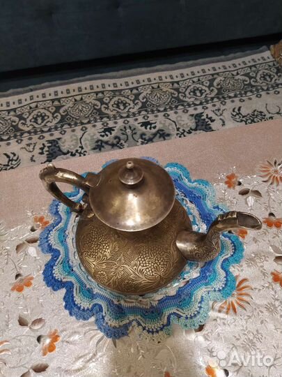 Чайник кофейник латунь, посеребренный