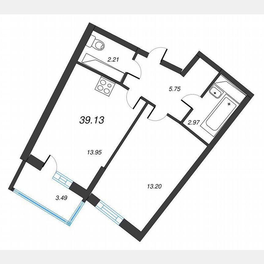 1-к. квартира, 41,6 м², 17/22 эт.
