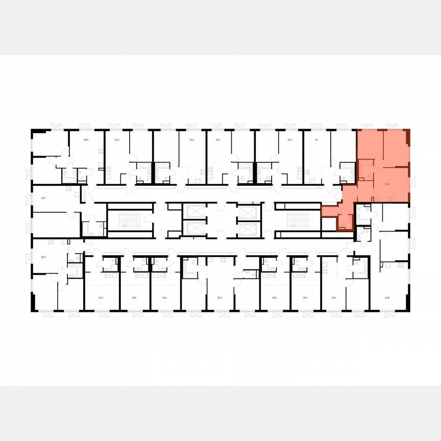 2-к. квартира, 56,4 м², 15/24 эт.