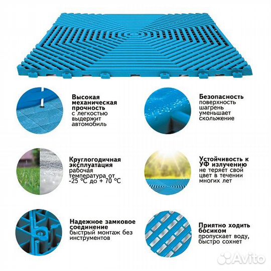 Модульное покрытие Helex 6шт/уп, голубая
