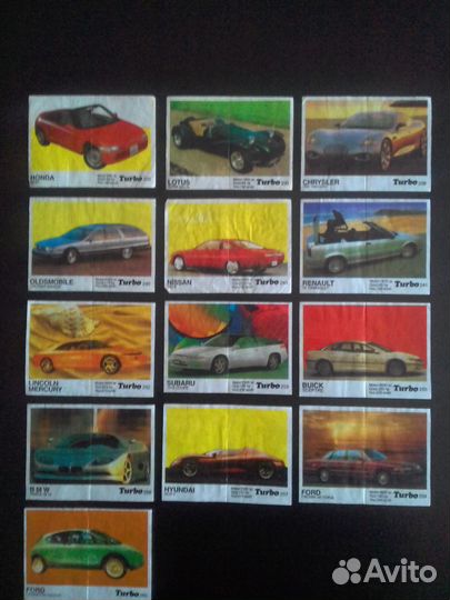 Вкладыши от жвачки turbo