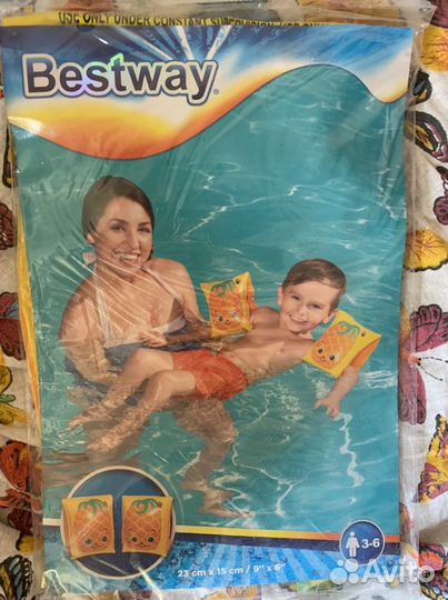 Плот для бассейна, мяч, нарукавники