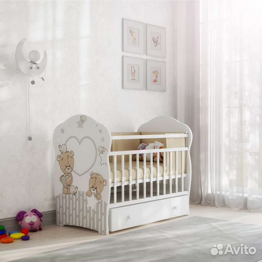 Кровать детская до 3 лет маятник с ящиком