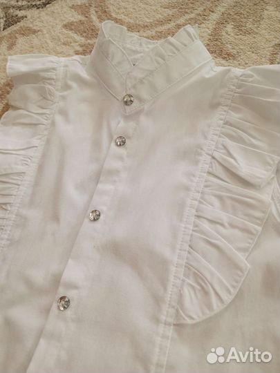 Рубашка белая школьная на девочку рост 134