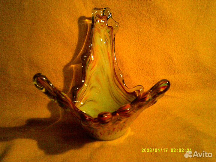 Ваза для фруктов/конфет цветное стекло (СССР)