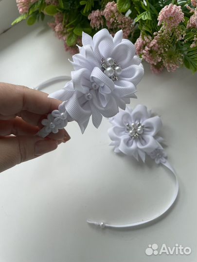 Набор ободок и бутоньерка на ручку