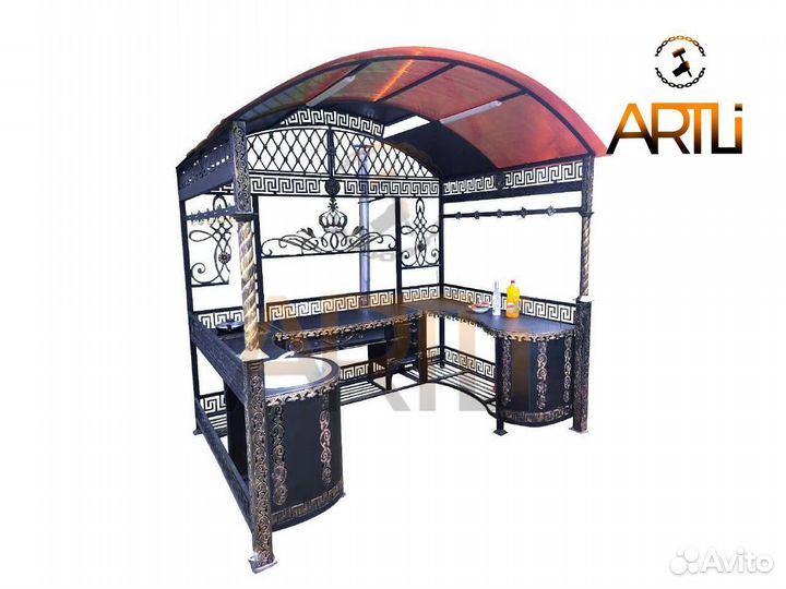 Мангальный комплекс с крышей и печкой 